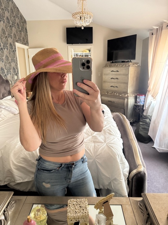 a new day Accessories - a new day Straw Sun Hat with Pink Stripe